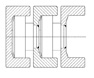 triplex assembly of combined bearings and channels